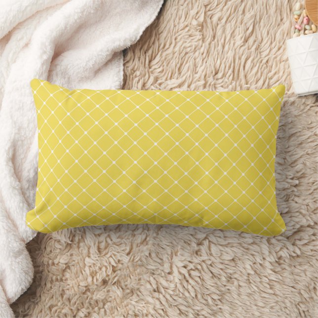 Elegant Trellis Pattern | Sunny Yellow Lumbar Cushion (Blanket)