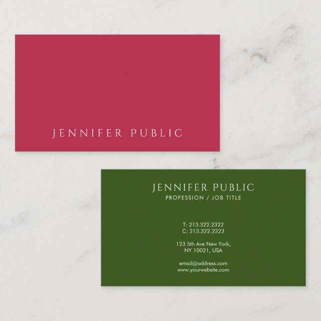 Elegant Trend Colours Template Create Your Own Business Card (Front/Back)