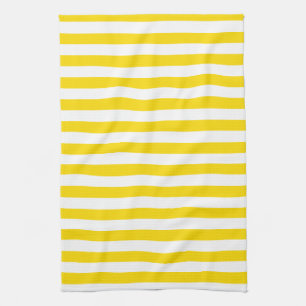 Elegant Trend Colours Yellow White Stripes Templat Tea Towel