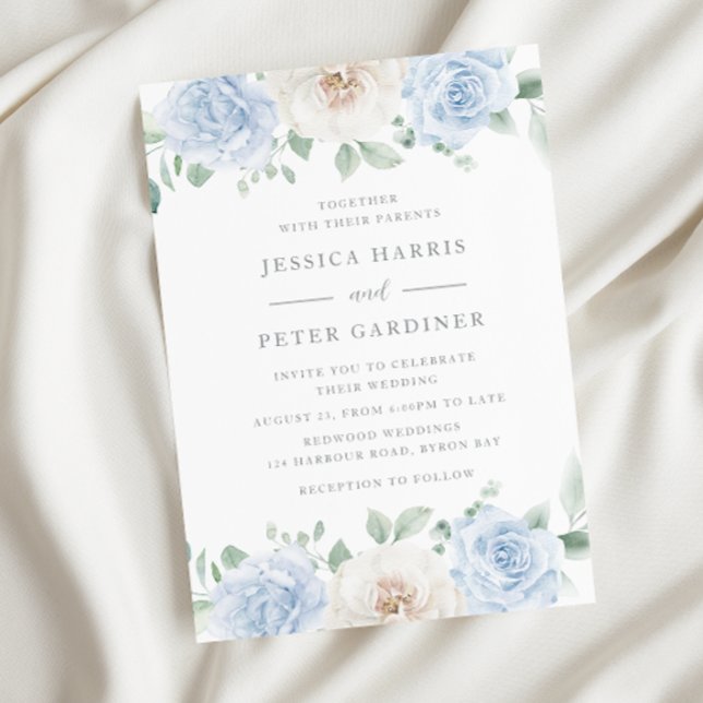 Elegant Trending Blue Floral Wedding Invitation (Creator Uploaded)