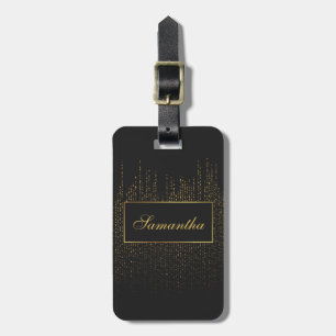 Elegant Trendy Black and Gold Personalised Luggage Tag