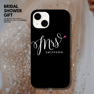 Elegant Trendy Black and White Calligraphy Bride Case-Mate iPhone 14 Case