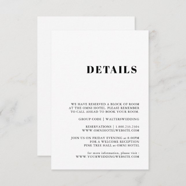 Elegant & Trendy Black and White Enclosure Card (Front/Back)