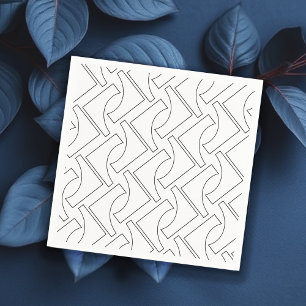 Elegant Trendy Black and White Geometric Pattern Napkin