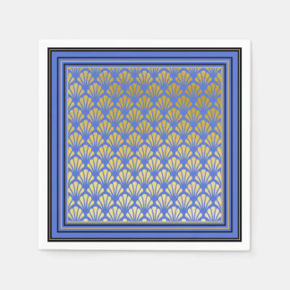 Elegant Trendy Blue Art Deco Fan Pattern Wedding Napkin