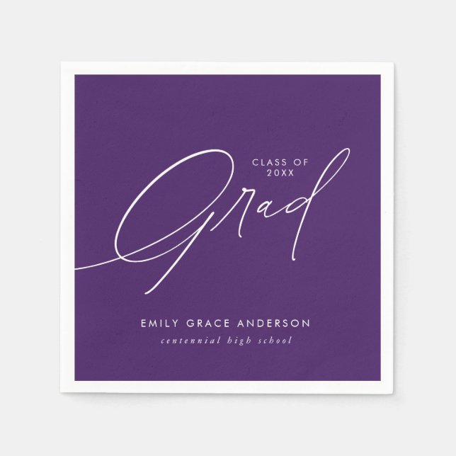 Elegant Trendy Calligraphy Script Graduation Napkin (Front)