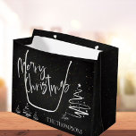 Elegant Trendy Chalkboard Merry Christmas Large Gift Bag<br><div class="desc">Elegant Trendy Chalkboard Merry Christmas Large Gift Bag  . This elegant gift bag  has a chalkboard background with  Merry Christmas  written in pretty font along with the family name. Customise it by changing the name . For any further customisation ,  feel free to contact me at mypaperlove2021@gmail.com</div>
