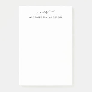Elegant Trendy Chic Stylish Girly Script Monogram Post-it Notes