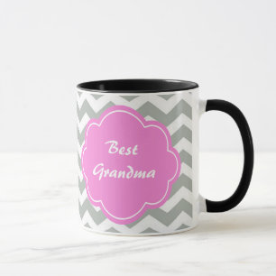 Elegant, trendy, classic grey chevron monogram mug