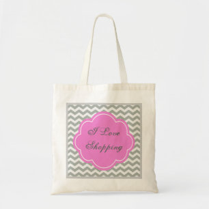 Elegant, trendy, classic grey chevron monogram tote bag