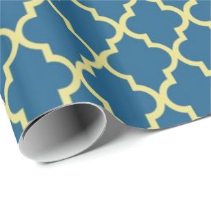 Elegant, trendy, classic navy blue quatrefoil wrapping paper