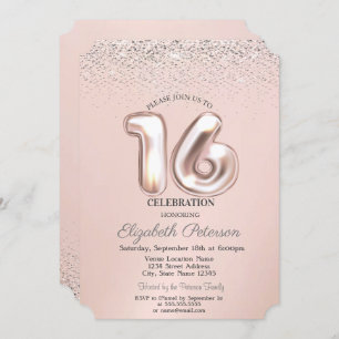 Elegant Trendy Confetti Sweet 16 Invitation