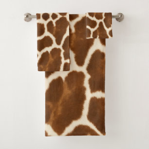 Elegant Trendy Cow Faux Leather Collection Bath Towel Set