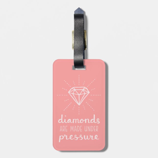Elegant Trendy Diamond Quote Luggage Tag (Back Vertical)