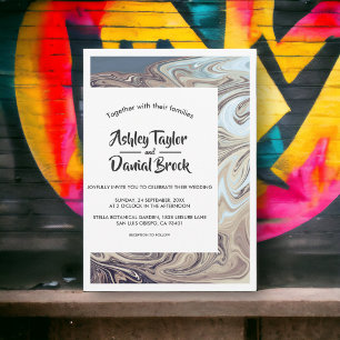 Elegant Trendy Earthy Artistic Abstract Wedding Invitation