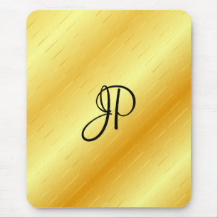 Elegant Trendy Faux Gold Template Monogrammed Mouse Pad