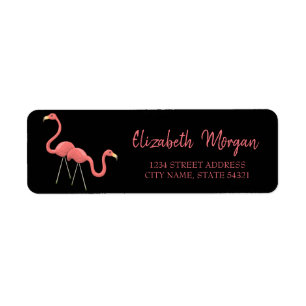 Elegant Trendy, Flamingos, Black Address Label Return Address Label