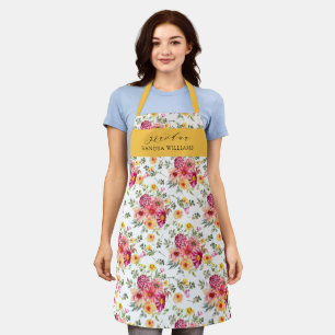 Elegant  Trendy Floral Grace Grandma Typography  Apron