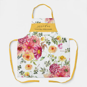 Elegant  Trendy Floral Grace Grandma Typography  Apron