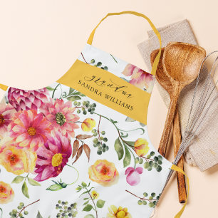 Elegant  Trendy Floral Grace Grandma Typography  Apron