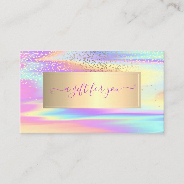 Elegant Trendy Frame Colourful Holographic Discount Card (Front)