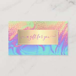 Elegant Trendy Frame Confetti Ombre Holographic Discount Card