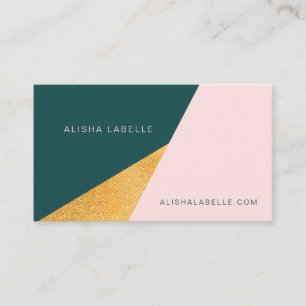 Elegant & Trendy Geometric Pink, Green & Gold Business Card