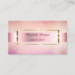 Elegant Trendy Glitter Bokeh Gold Frame Business Card