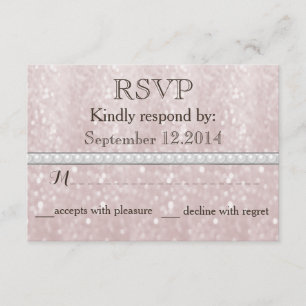 Elegant trendy glitter romantic pearl wedding RSPV RSVP Card