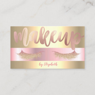 Elegant Trendy Glittery Lashes,Gold Makeup Artist Business Card