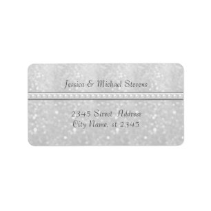 Elegant trendy glittery romantic pearls wedding label