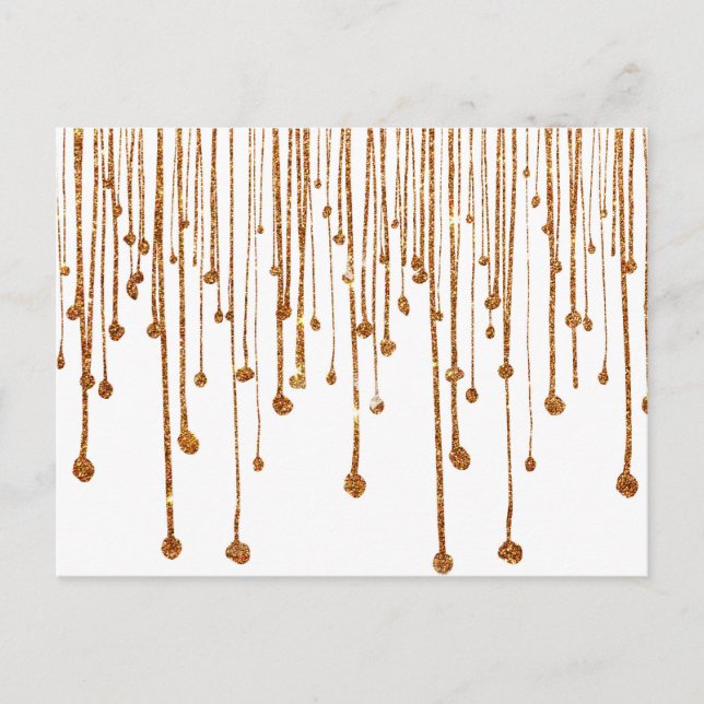 Elegant trendy gold faux glitter water drops postcard (Front)