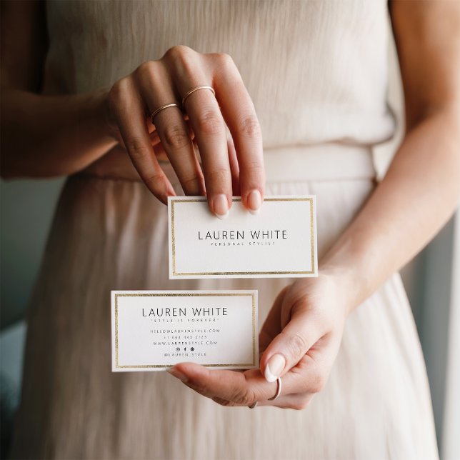 Elegant trendy gold foil frame minimal modern business card (Elegant trendy gold foil frame minimal modern)