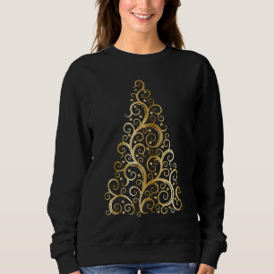 Elegant Trendy Golden Christmas Tree Sweatshirt