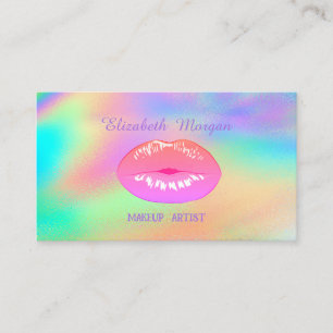 Elegant Trendy Lips Rainbow Holographic Business Card