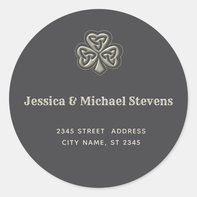 Elegant trendy lucky Irish shamrock Classic Round Classic Round Sticker (Front)