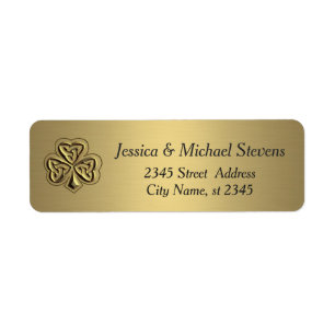 Elegant trendy lucky Irish shamrock gold Label Return Address Label