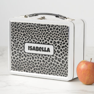 Elegant Trendy Luxury White Leopard Collection Metal Lunch Box