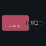 Elegant Trendy Magenta Script Name Personalised  Luggage Tag<br><div class="desc">Elegant Trendy Magenta Script Name Personalised Luggage Tag</div>
