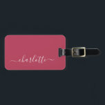 Elegant Trendy Magenta Script Name Personalised  Luggage Tag<br><div class="desc">Elegant Trendy Magenta Script Name Personalised Luggage Tag</div>