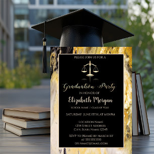 Elegant Trendy Marble Law School Graduation Party Invitation