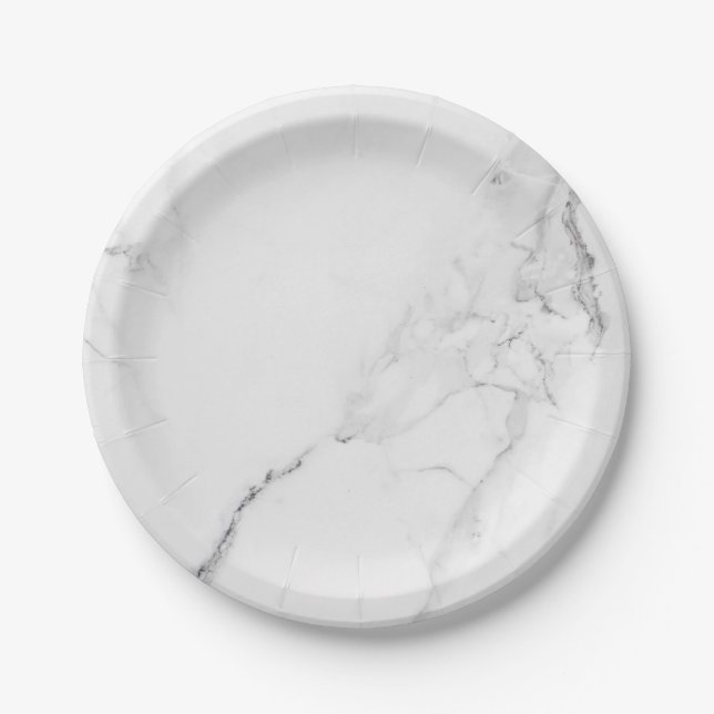 Elegant Trendy Marble Stylish Modern Paper Plate (Front)