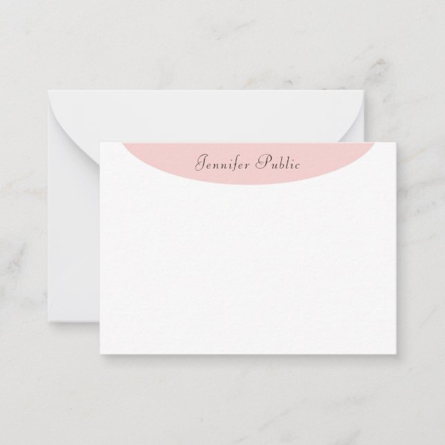 Elegant Trendy Modern Calligraphy Blush Pink White Card (Front)