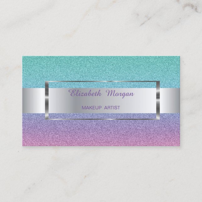 Elegant Trendy Ombre Glitter Stripe , Frame Business Card (Front)