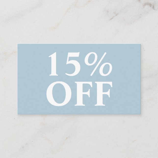 Elegant Trendy Pastel Blue Modern Discount Card (Front)