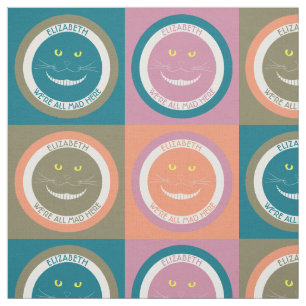 Elegant Trendy Pastel Colours Cheshire Smiling Cat Fabric