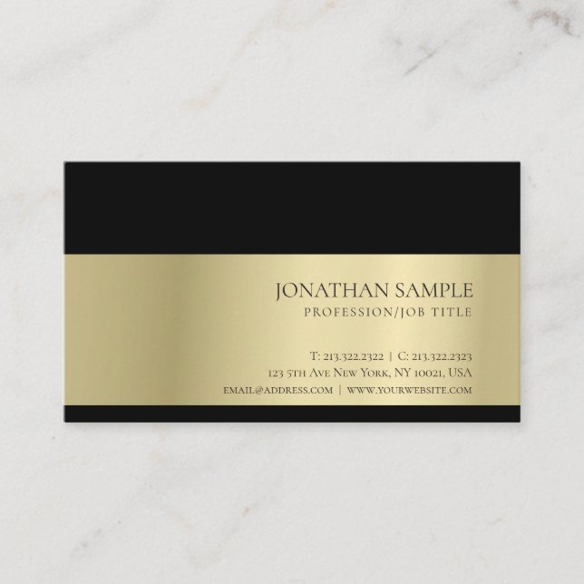 Elegant Trendy Professional Creative Gold Look Business Card (Front)