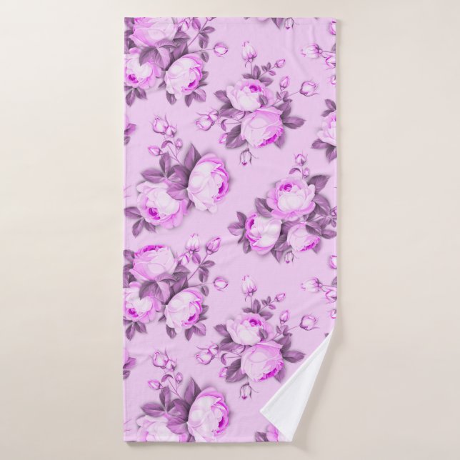 Elegant trendy purple Pink floral  Bath Towel (Bath Towel)