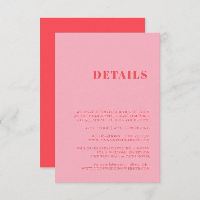 Elegant & Trendy Retro Pink Enclosure Card (Front/Back)