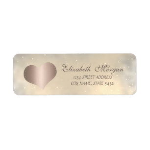 Elegant Trendy  Rose Gold Heart, Shiny  Address Return Address Label